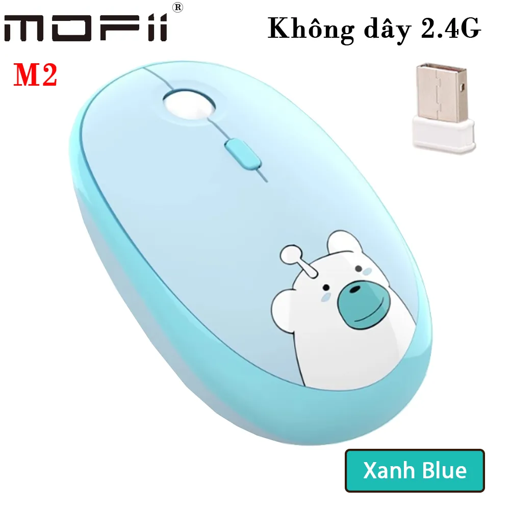 Chuột không dây thời trang kute chính hãng Mofii M2 - Màu Xanh Blue