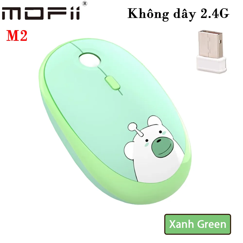 Chuột không dây thời trang kute chính hãng Mofii M2 - Màu Xanh Green