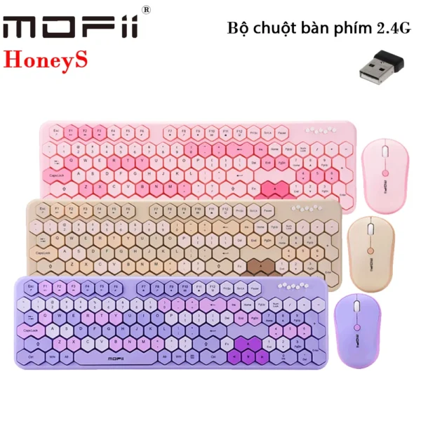 Bộ Bàn Phím Chuột Không Dây Full Size Honeys Chính Hãng Mofii