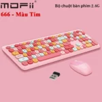 Bộ bàn phím chuột không dây mofii 666 phối nhiều màu dễ thương - Hồng