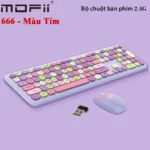 Bộ bàn phím chuột không dây mofii 666 phối nhiều màu dễ thương - Tím