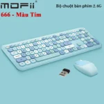 Bộ bàn phím chuột không dây mofii 666 phối nhiều màu dễ thương - Xanh Blue