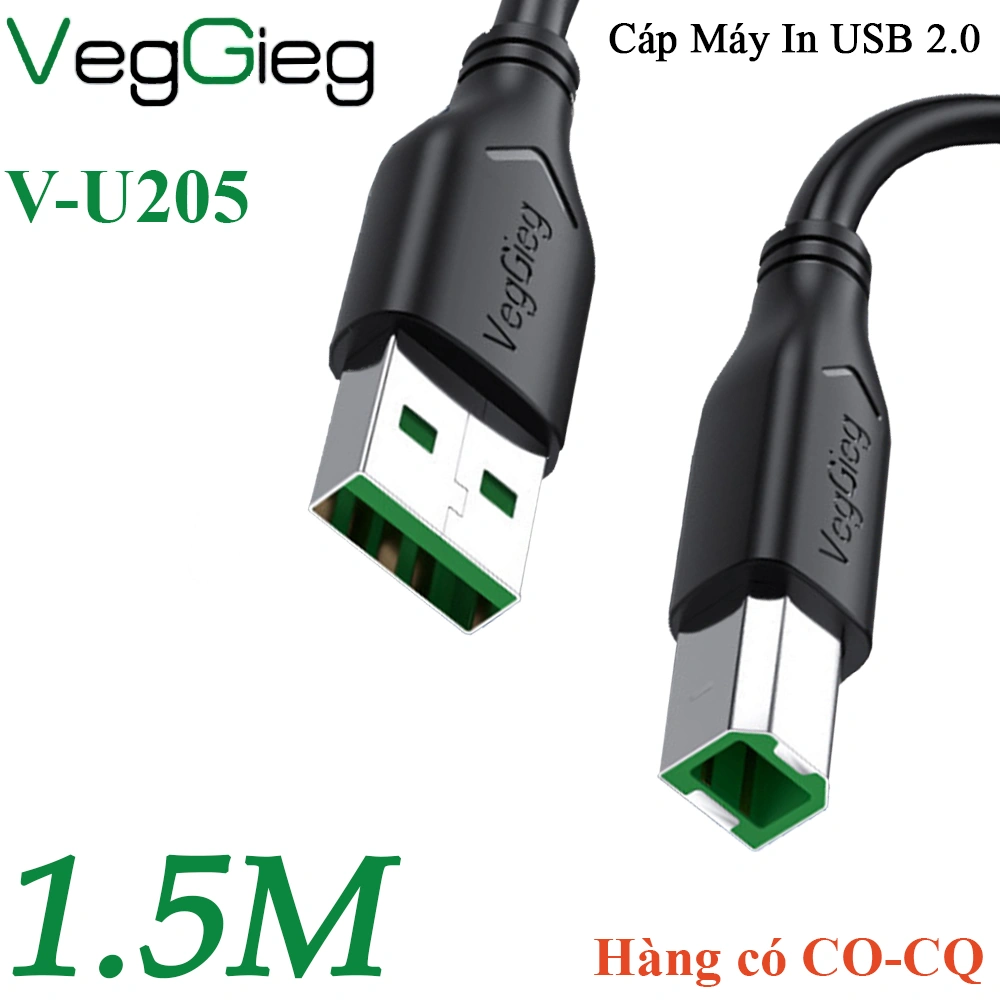 Cáp máy in USB 2.0 VegGieg V-U205 dài 1.5M