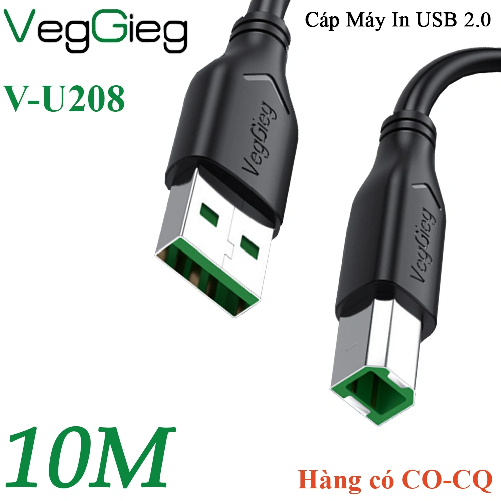 Cáp máy in USB 2.0 VegGieg V-U208 dài 10M