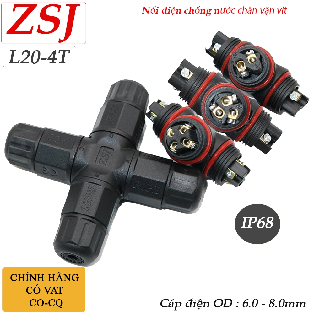 Đầu chia điện chống nước 1 ra 3 IP68 chính hãng ZSJ L20-4T