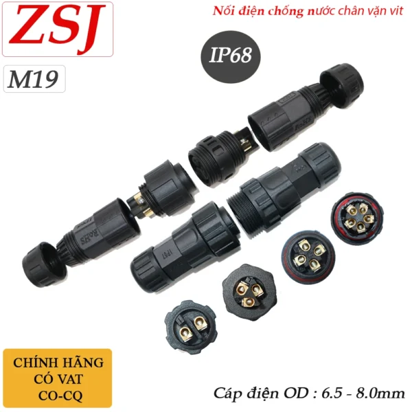 Cút Nối Dây Điện Chống Nước Ip68 Chính Hãng Zsj M19