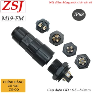 Cút nối điện chống nước lắp bảng điều khiển IP68 chính hãng ZSJ M19-FM/MF