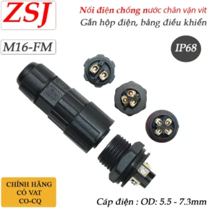 Đầu nối điện chống nước lắp bảng điều khiển M16-FM