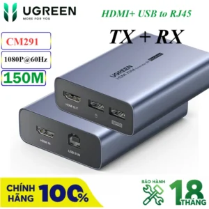 Bộ kéo dài HDMI USB 150m qua cáp mạng Ugreen CM291 70438 - 60323