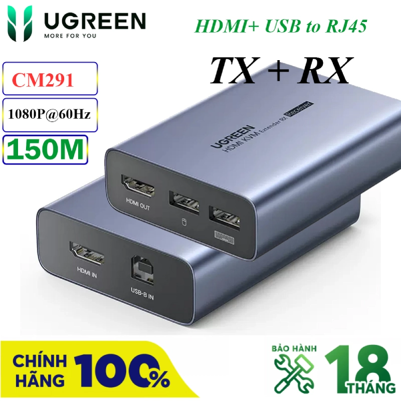 Bộ kéo dài HDMI USB 150m qua cáp mạng Ugreen CM291 70438 - 60323