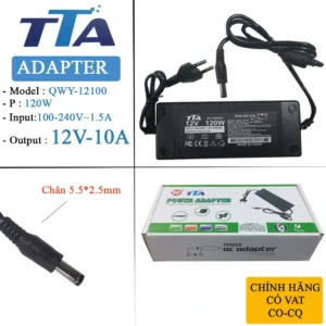 Bộ đổi nguồn 12V-10A DC chính hãng TTA chân 5.5x2.5 QWY-12100