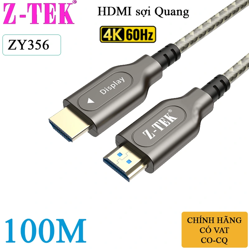 Cáp HDMI 2.0 sợi quang Z-TEK 4K@60Hz ZY356 dài 100M