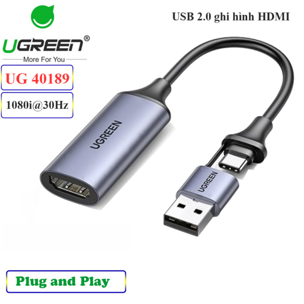 Card ghi hình Ugreen 40189 HDMI to USB 2.0 live streaming 1080i