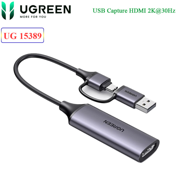 Card ghi hình HDMI sang USB 3.0 Ugreen 15389 hỗ trợ 2K@30Hz