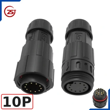 Đầu khớp nối dây điện, dây điều khiển chống nước IP68 ZSJ-M19-MFS-10P chân hàn ~ Kiểu dáng: 10 chân