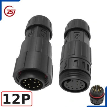 Đầu khớp nối dây điện, dây điều khiển chống nước IP68 ZSJ-M19-MFS-12P chân hàn ~ Kiểu dáng: 12 chân
