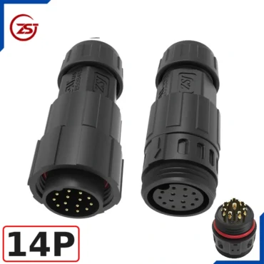 Đầu khớp nối dây điện, dây điều khiển chống nước IP68 ZSJ-M19-MFS-14P chân hàn ~ Kiểu dáng: 14 chân