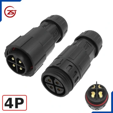 Đầu khớp nối dây điện, dây điều khiển chống nước IP68 ZSJ-M19-MFS-4P chân hàn ~ Kiểu dáng: 4 chân