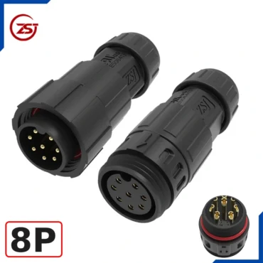 Đầu khớp nối dây điện, dây điều khiển chống nước IP68 ZSJ-M19-MFS-8P chân hàn ~ Kiểu dáng: 8 chân