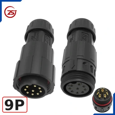 Đầu khớp nối dây điện, dây điều khiển chống nước IP68 ZSJ-M19-MFS-9P chân hàn ~ Kiểu dáng: 9 chân