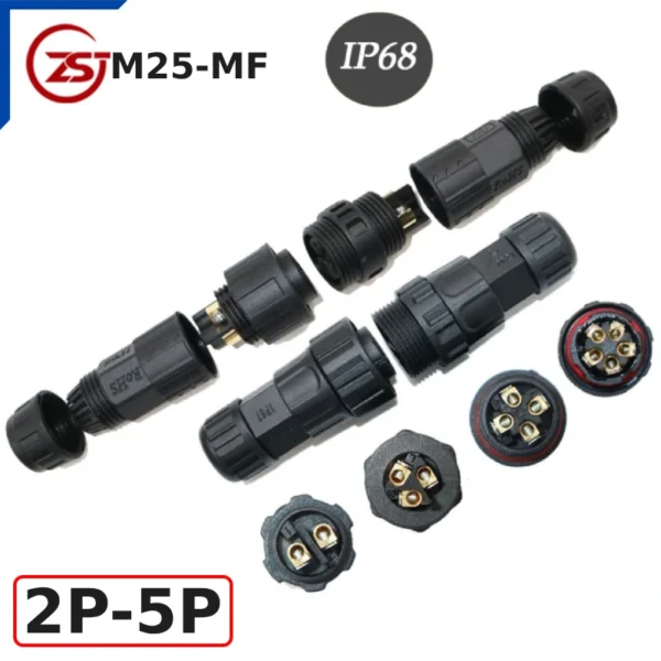 Đầu nối điện chống nước IP68 ZSJ-M25-MF 2p-5p