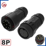 Đầu nối dây điện, dây điều khiển chống nước IP68 ZSJ M25-MFS loại chân hàn - 8 chân