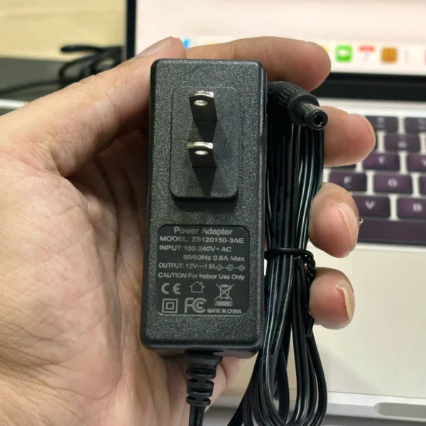 Nguồn DC 12V-1.5A Adapter ZB120150-3AE, chân cắm 5.5x2.5mm, cáp dài 1.5m