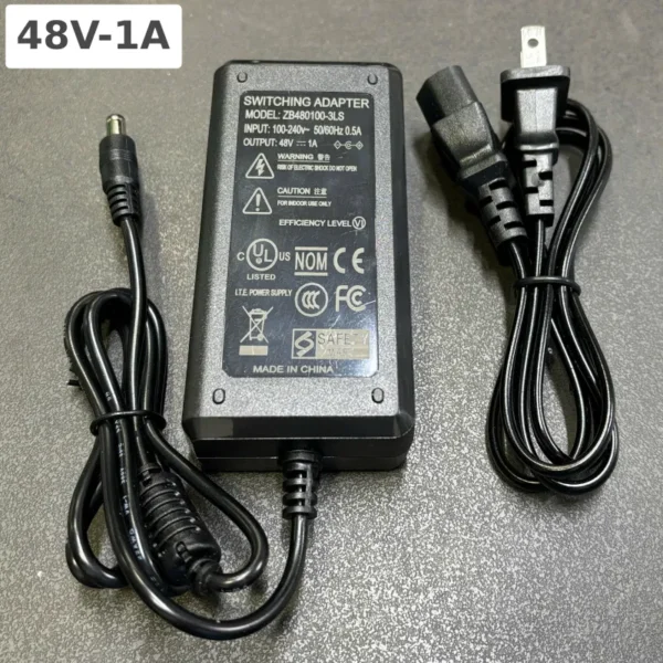 Nguồn DC Adapter 48V-1A ZB480100-3LS, chân cắm DC 5.5x2.5mm