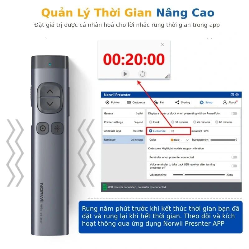 Bút trình chiếu Bluetooth Laser kỹ thuật số cho màn hình LED Norwii N97S-R laser màu đỏ (Sao chép) - Phụ Kiện Điện Tử Việt Nam
