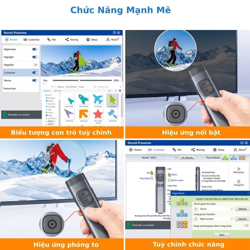 Bút trình chiếu Bluetooth Laser kỹ thuật số cho màn hình LED Norwii N97S-R laser màu đỏ (Sao chép) - Phụ Kiện Điện Tử Việt Nam