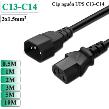 Cáp nguồn C13- C14 3Cx1.5mm 16A-250V ~ Kích cỡ: 1.8m