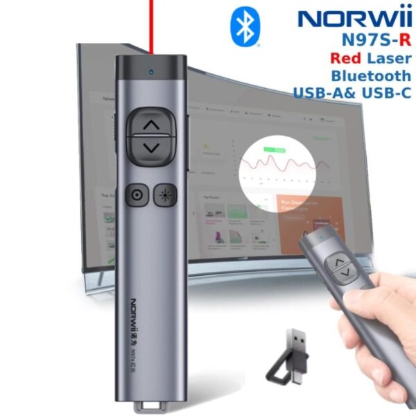 Bút trình chiếu Bluetooth Laser kỹ thuật số cho màn hình LED Norwii N97S-R laser màu đỏ (Sao chép)