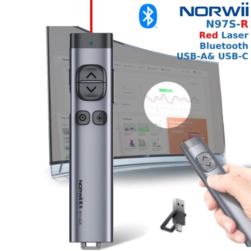 Bút trình chiếu Bluetooth Laser kỹ thuật số cho màn hình LED Norwii N97S-R laser màu đỏ (Sao chép)