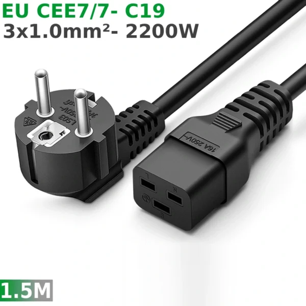 Cáp nguồn EU- IEC320 C19 3x1.0mm dài 1.5m