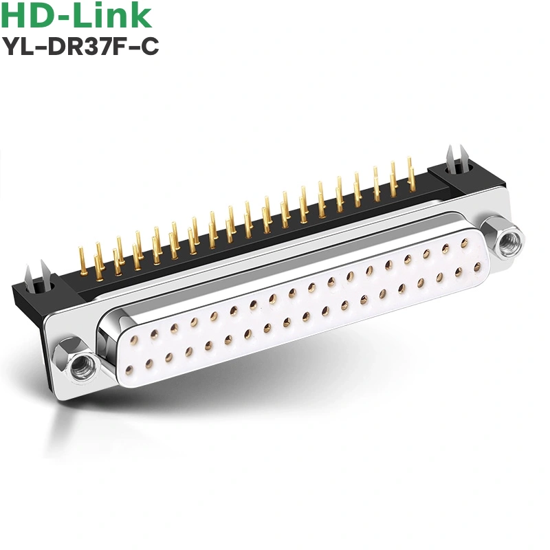 Đầu hàn bo mạch PCB DB37 37 chân cái đặc mạ vàng góc 90 độ HD-Link YL-DR37F-C