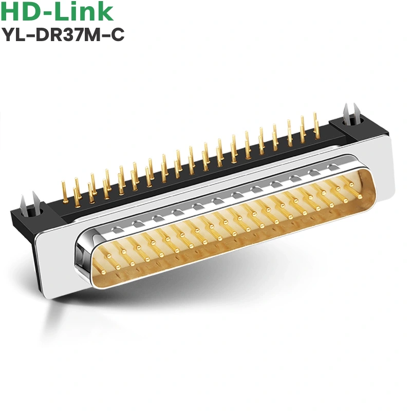 Đầu hàn bo mạch PCB DB37 37 chân đực đặc mạ vàng góc 90 độ HD-Link YL-DR37M-C