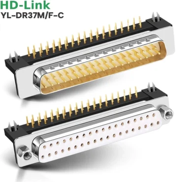 Đầu hàn bo mạch PCB DB37 37 chân đực đặc mạ vàng góc 90 độ HD-Link YL-DR37M-F-C
