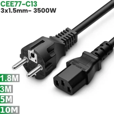 Cáp nguồn EU CEE 77- IEC320 C13 3x1.5mm 2