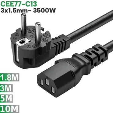 Cáp nguồn C13 chân EU CEE 77 lõi đồng 3x1.5mm 250V-16A dài 1.8m-10m - Phụ Kiện Điện Tử. Vn